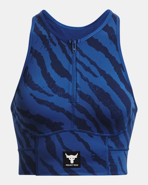 Women's Project Rock Meridian Zip Training Ground Printed Tank in Blue image number 4